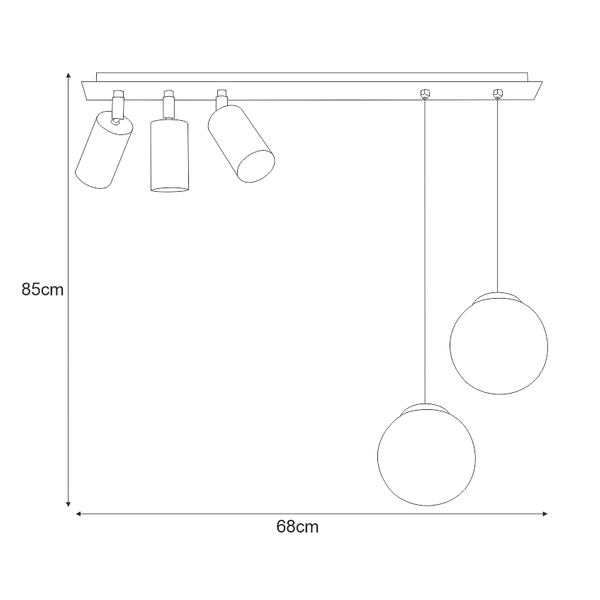 Wisząca lampa sypialniana Albio K-4138 Kaja ze szklany kulami ruchoma czarna