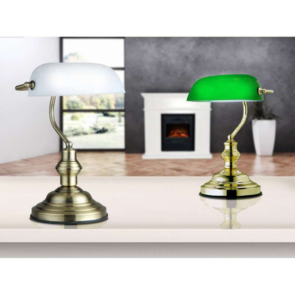 LAMPA stołowa ANTIQUE  2491 Globo metalowa OPRAWA stojąca na biurko dekoracyjna złota matowa zielona
