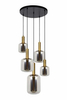 Wisząca LAMPA loftowa JOANET 45494/15/65 Lucide szklana OPRAWA kulisty ZWIS kaskada industrialna przydymiona