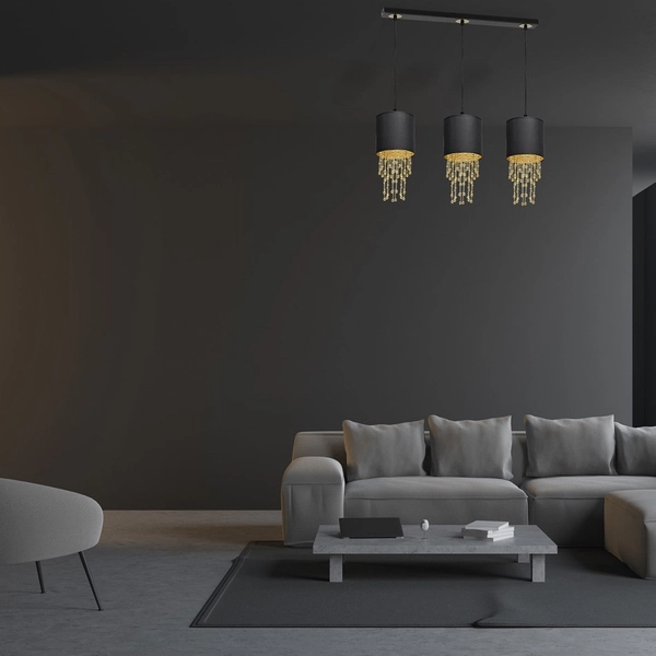 LAMPA wisząca ALMERIA MLP64400 Milagro abażurowa OPRAWA crystal glamour ZWIS kryształki czarne złote