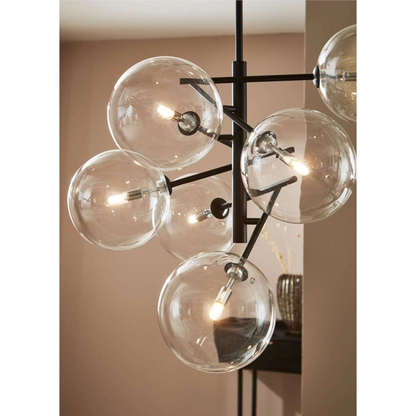 Wisząca LAMPA hygge ANDREW 107748 Markslojd szklana OPRAWA molekuły bubbles kule balls sticks czarne przezroczyste