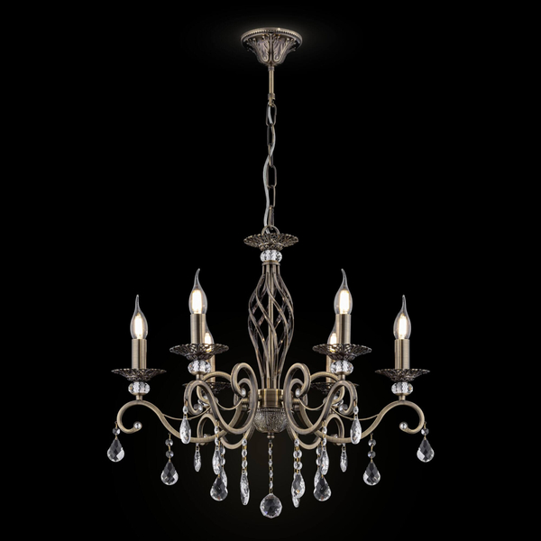 Wisząca LAMPA glamour GRACE RC247-PL-06-R Maytoni świecznikowa OPRAWA metalowy ZWIS kryształki złote przezroczyste