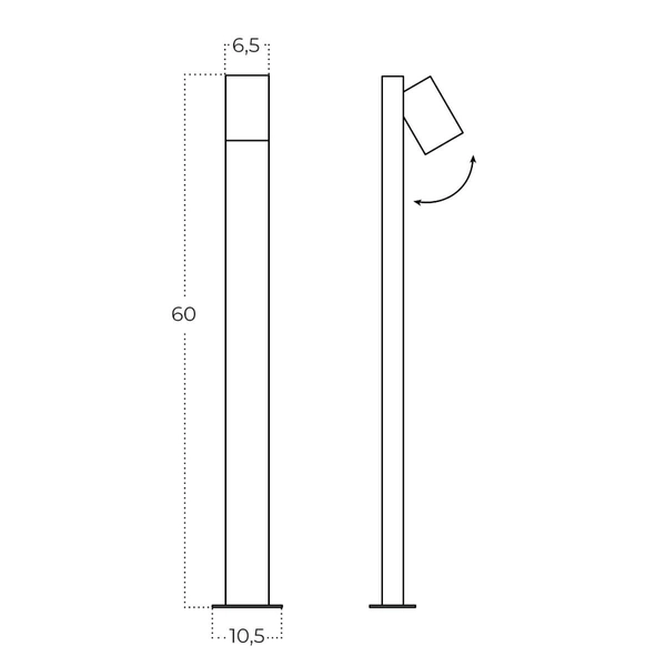 Lampa zewnętrzna Svan AZ5859 Azzardo słupek z regulacją IP54 czarny