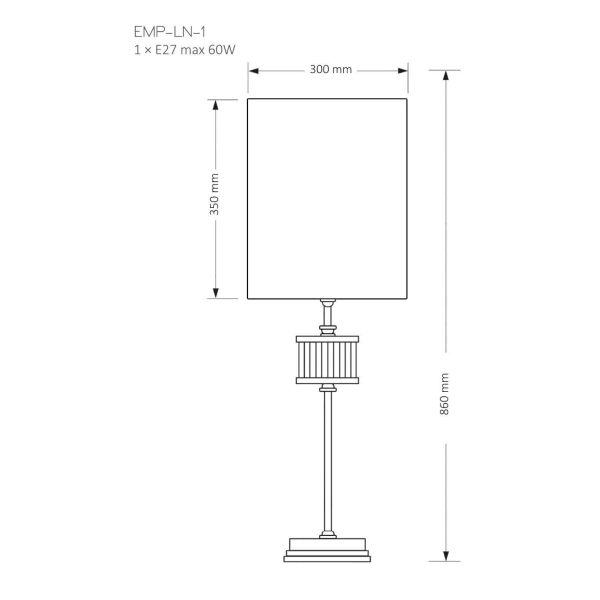 Stołowa lampka z abażurem Empoli EMP-LN-1 (N) klasyczna nikiel biała