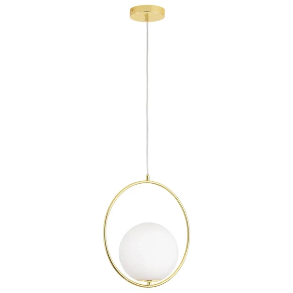 Kulista lampa wisząca COSTA DP0001A-350R ball szklana biała złota