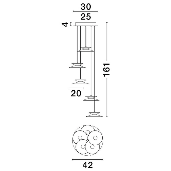 Zwisająca lampa do kuchni GUANAY LE44743 LED 24W 3000K kaskada czarna złota