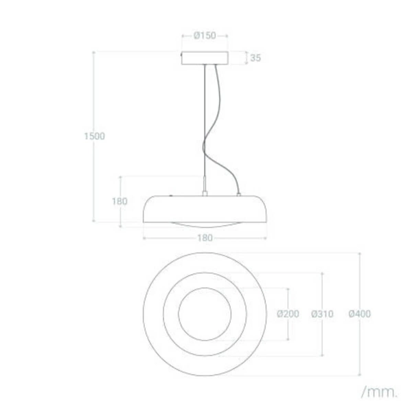Lampa wisząca Portafortuna ABR-LWPF20W-B LED 20W 3000K do salonu czarna