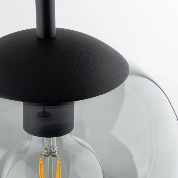 Szklana lampa kula VIBE 5825 wisząca do sypialni czarny grafit