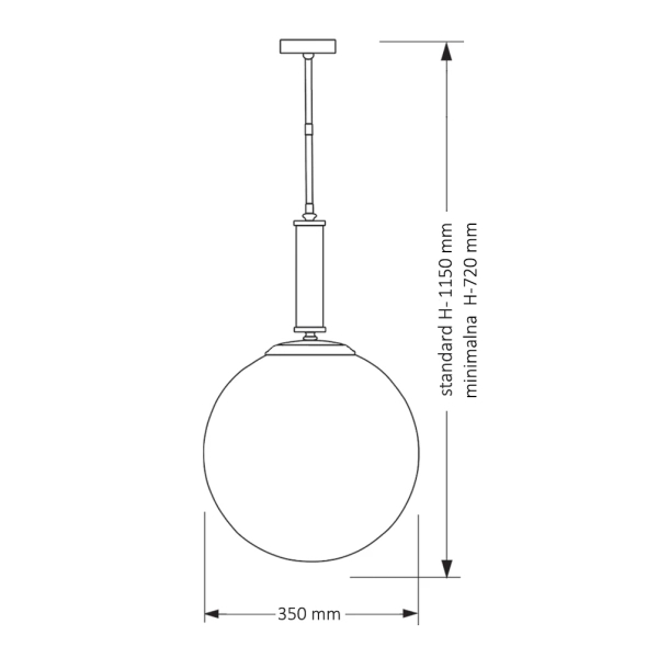 Kulista wisząca lampa Artu Glass ART-ZW-1 (Z) G350 biała mosiądz
