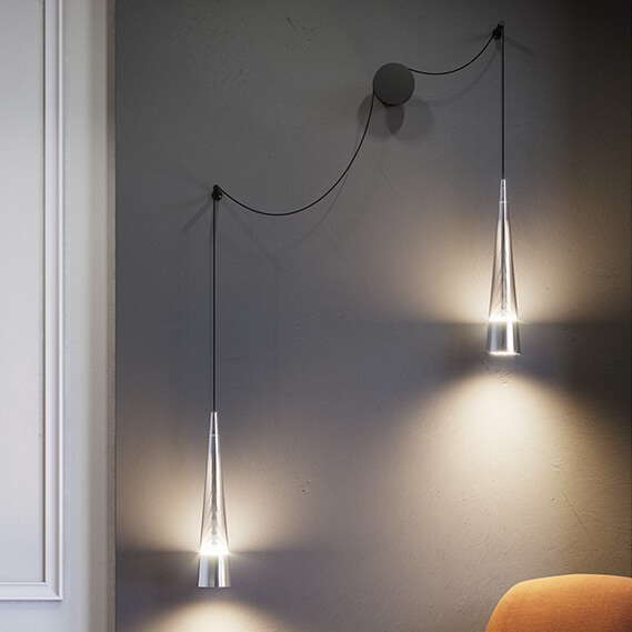 Podwójny kinkiet wiszący Sintesi P090WL-L24CH3K LED 24W regulowany chrom