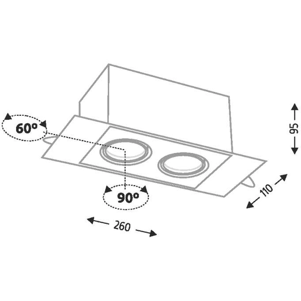 Wpust LAMPA sufitowa EBINO H 7320 Shilo prostokątna OPRAWA metalowy WPUST do zabudowy biały