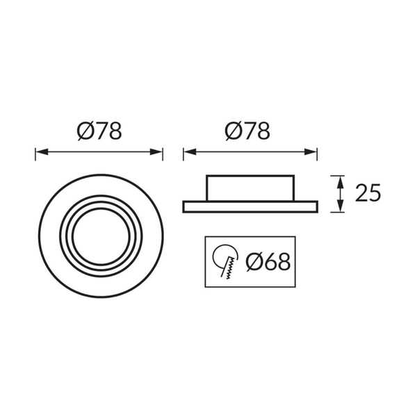 Sufitowa oprawa wpuszczana Pluto 04235 Ideus metalowa złota