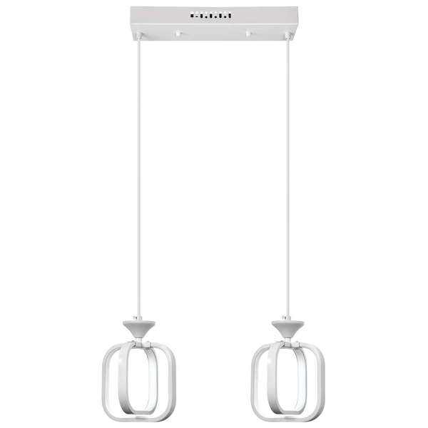 LAMPA wisząca VEN W-MD 9713/2 WH metalowa OPRAWA listwa LED 26W 3000K-6000K zwis kwadratowe ramki białe