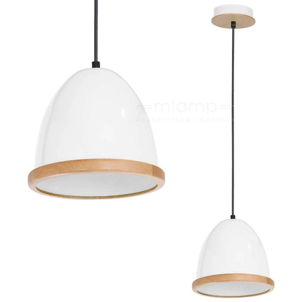 Hygge LAMPA wisząca STUDIO MLP8849 Milagro skandynawska OPRAWA metalowy ZWIS biały drewno
