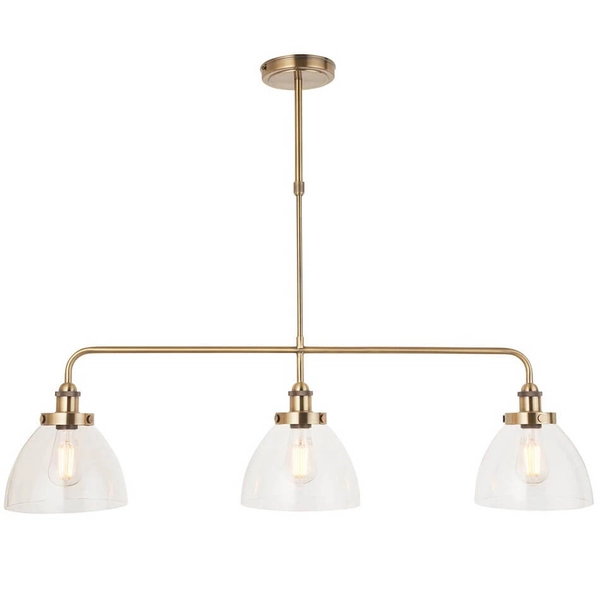 Sufitowa lampa potrójna Hansen 103014 szklana metalowa mosiądz