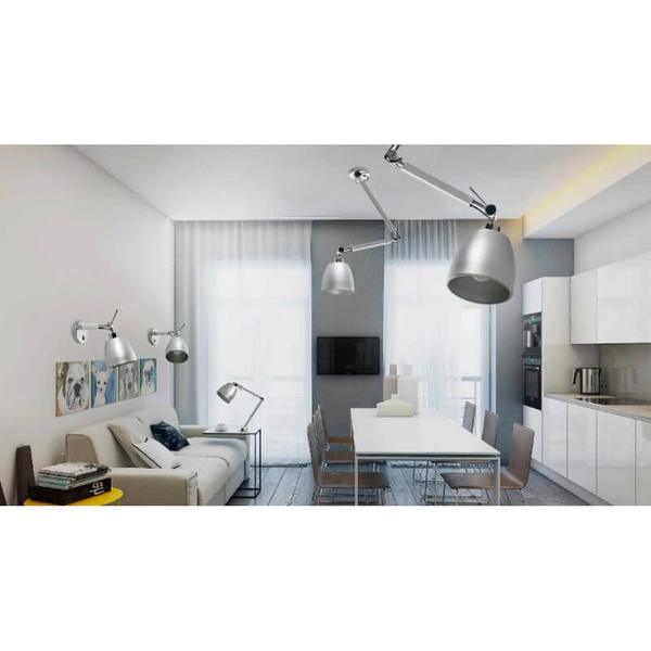 Metalowa lampa stojąca Zyta z regulacją na biurko aluminium