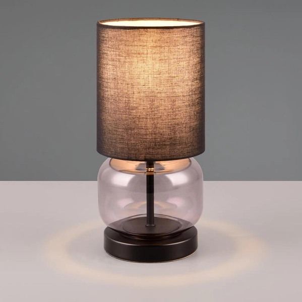 Tkaninowa lampa stołowa Elio 517800154 czarna przydymiona