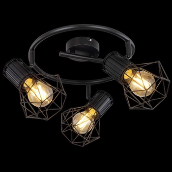 Druciana LAMPA sufitowa PRISKA 54017-3 Globo metalowa OPRAWA plafon industrialne reflektorki spirala czarna