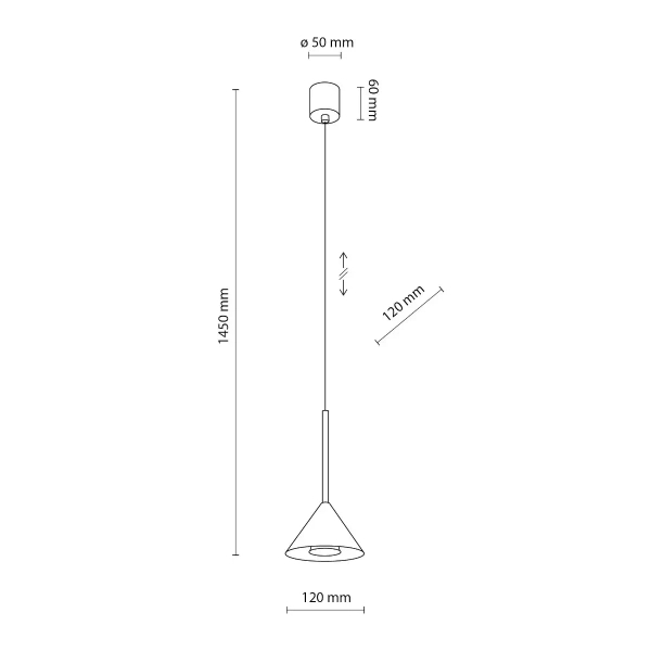 Wisząca lampa trójkątna CONO 10304 do salonu czarny