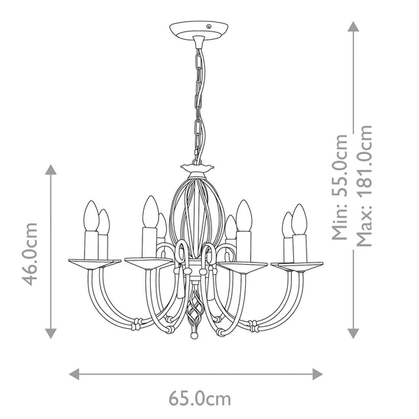 Żyrandol wiszący świecznikowy Aegean AG8-AGED-BRASS postarzany mosiądz