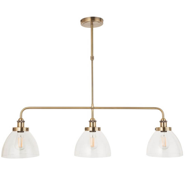 Sufitowa lampa potrójna Hansen 103014 szklana metalowa mosiądz