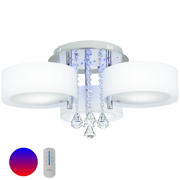 Sufitowa LAMPA glamour DRS8006/3 8C LED 180W Elem metalowa OPRAWA crystal z pilotem chrom biała