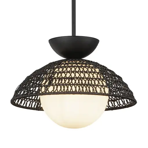 Pojedyncza wisząca lampa Perth ALM-PERTH-P-BK rattan czarny