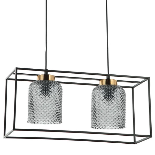 Loftowa LAMPA wisząca SINELLA PND-23231-2-BK+SG Italux prostokątny ZWIS klatka do przedpokoju czarna