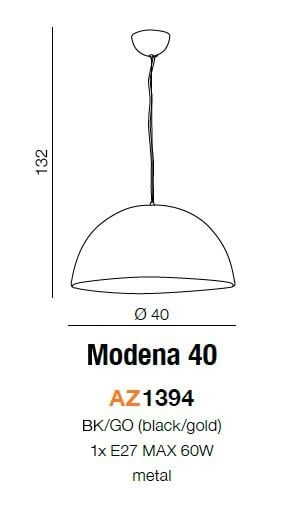 Metalowa lampa wisząca Modena loft kopuła czarna złota