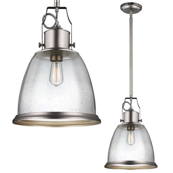 Wisząca LAMPA rustykalna FE-HOBSON-P-L-SN Elstead FEISS loftowa OPRAWA szklana ZWIS hygge nikiel przezroczysty