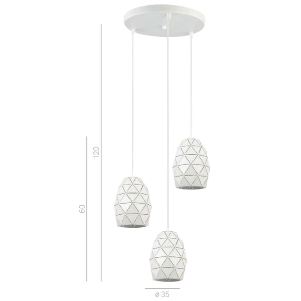 LAMPA wisząca HARLEY MDM-3480/3A W Italux metalowa OPRAWA geometryczna KASKADA zwis biały