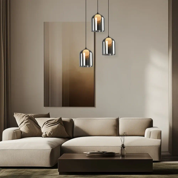 Szklana wisząca lampa Klea 31-38340 szklana na korytarz grafitowa