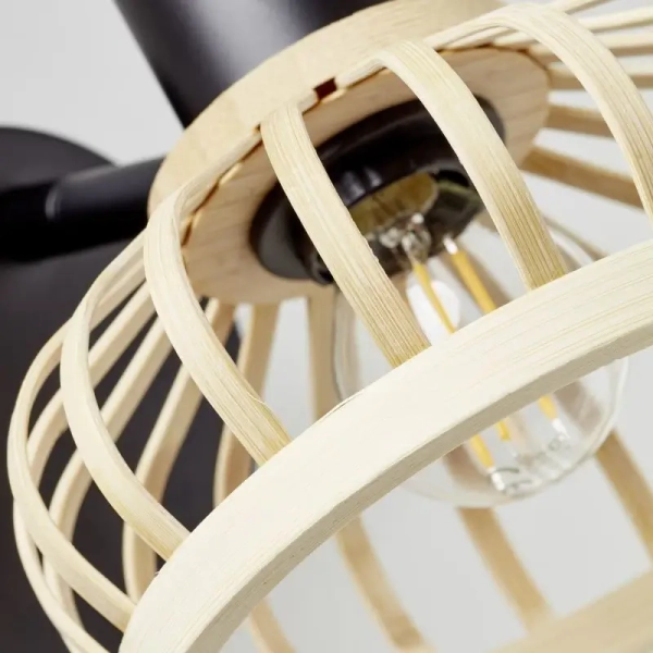 Bambusowy kinkiet ścienny Norah 99737/76 do salonu beżowy czarny