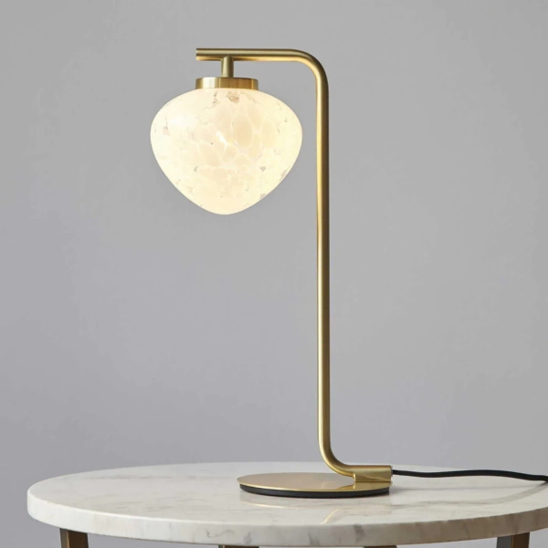 Stołowa lampka glamour  L&-198817 metalowa szklana biała mosiądz