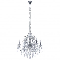 Pałacowa LAMPA wisząca BAROCCO MD72709-6A Italux świecznikowy ŻYRANDOL z kryształkami chrom maria teresa przezroczysta