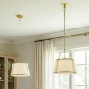 Lampa wisząca art deco SAVANNAH biała złota metalowa modernistyczna z kloszem P03538BR-WH