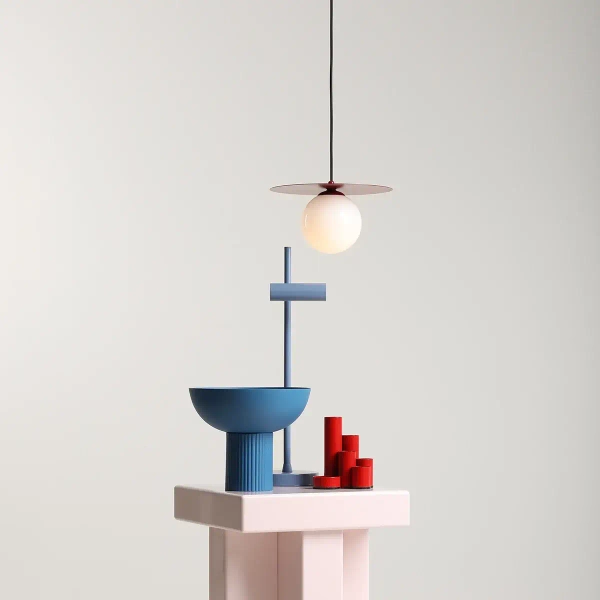 Lampa wisząca kula Loop 1125G15_S Aldex do salonu czerwona biała