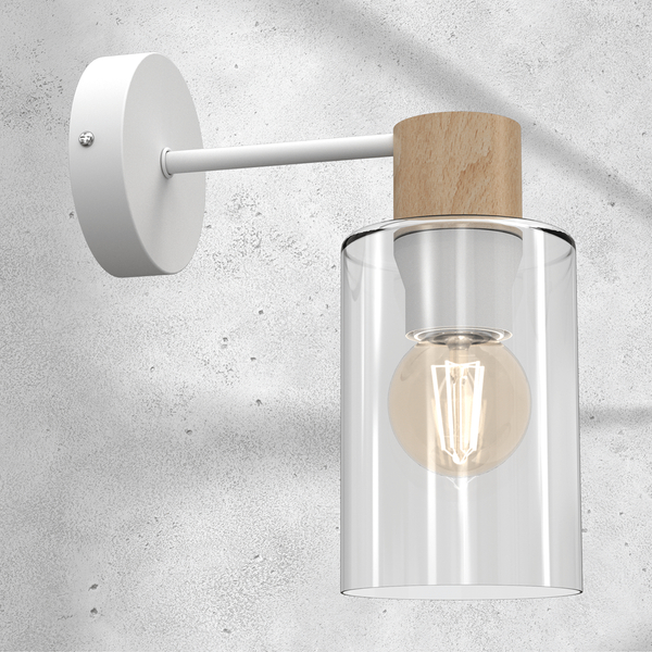 Lampa ścienna Madera MLP8553 loftowa biała drewniana