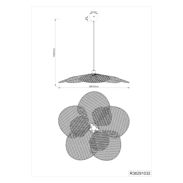 Druciana lampa wisząca nad stół FLEURE R36291032 do jadalni czarny
