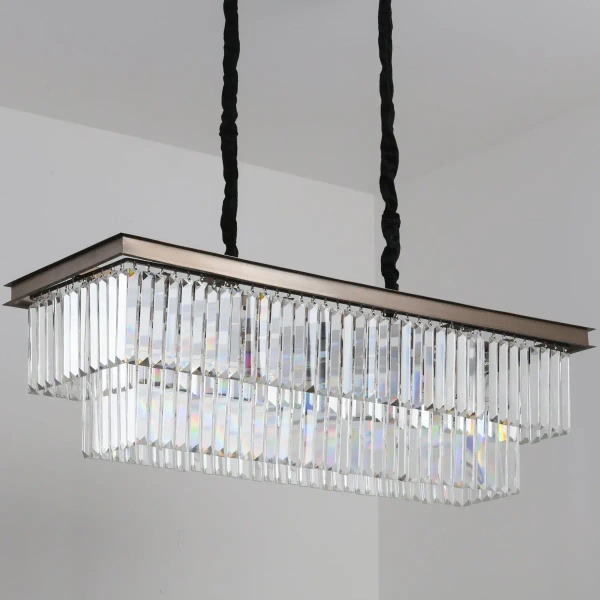 Prostokątna lampa wisząca Sparke Double MP0097B Step kryształki brąz