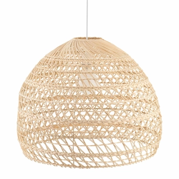 Wisząca lampa Boho 11152 cage japandi klatka metalowa drewniana biała