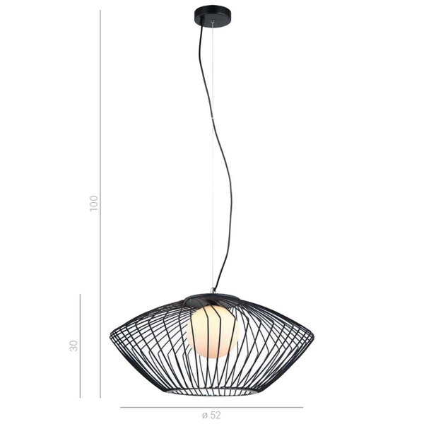 Industrialna LAMPA wisząca ZENO MDM-3844-1 BK Italux metalowa OPRAWA druciany ZWIS szklana kula ball czarna