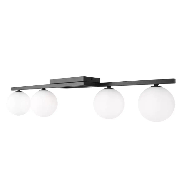 Sufitowa lampa kulista Korfu K-5460 szklana metalowa czarna biała