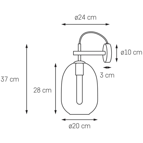 Kinkiet LAMPA skandynawsk ONYX 20895108 Kaspa szklana OPRAWA ścianna loftowa hygge złota grafitowa czarna