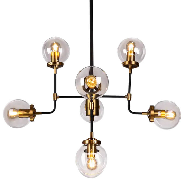 Industrialna lampa sufitowa Boston molekuły czarna mosiądz