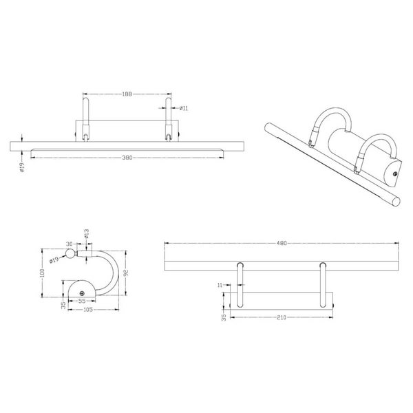 Galeryjka ścienna CUADRO 225210107 Trio LED 8W 3000K podłużna srebrny