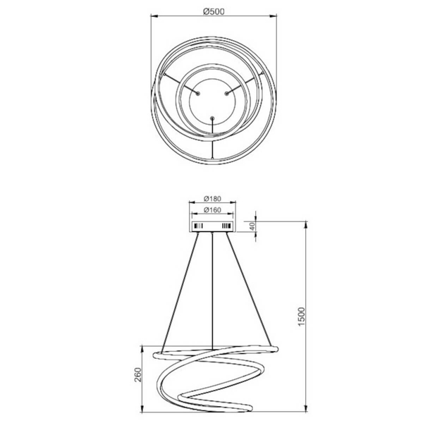 Wisząca lampa NEMENIA DL106-37051 RL Light LED 36W 4000K pofalowana chrom