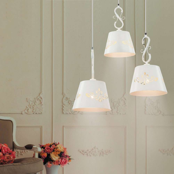 LAMPA wisząca ANNA 2234 Rabalux metalowa OPRAWA prowansalski ZWIS kaskada z wycięciami biała