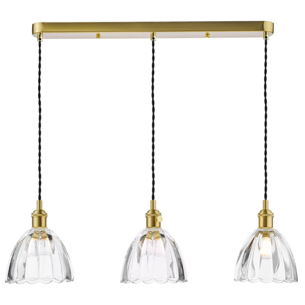Szklana lampa wisząca Hadano HAD3640-11 do salonu mosiądz przezroczysty