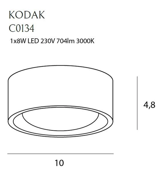 Plafon LAMPA sufitowa KODAK C0134 Maxlight okrągła OPRAWA natynkowa LED 8W 3000K biała